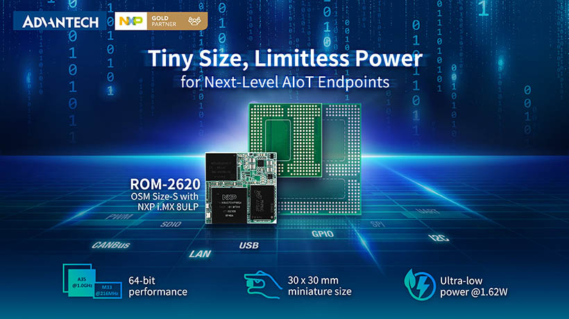 Advantech ra mắt ROM-2620: Open Standard Module S Size với i.MX 8ULP SoC của NXP Semiconductors dành cho ứng dụng AIoT